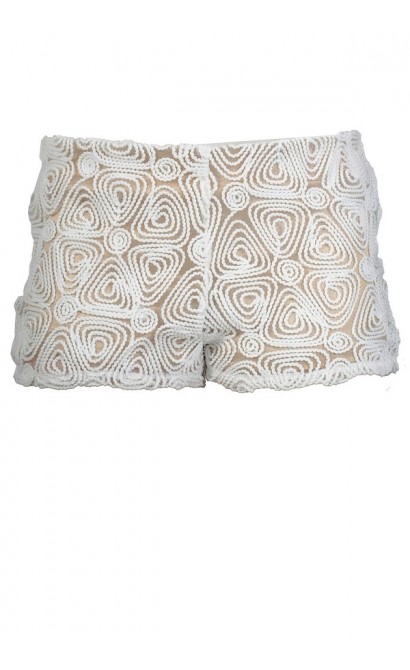 Textured Swirls Beige and Ivory Shorts